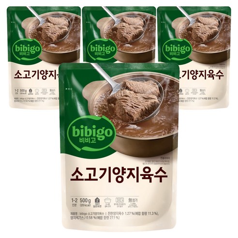비비고 소고기양지육수, 500g, 4개