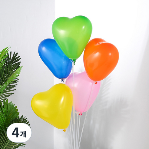 MEO 생일파티 하트 풍선 100p, 혼합색상, 4개