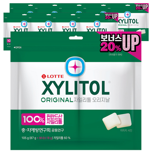 롯데자일리톨 오리지날 껌 리필, 105g, 10개