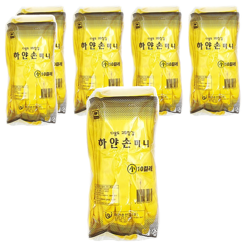 하얀손 국내산 미니 고무 장갑, 옐로우, 소(S), 60개