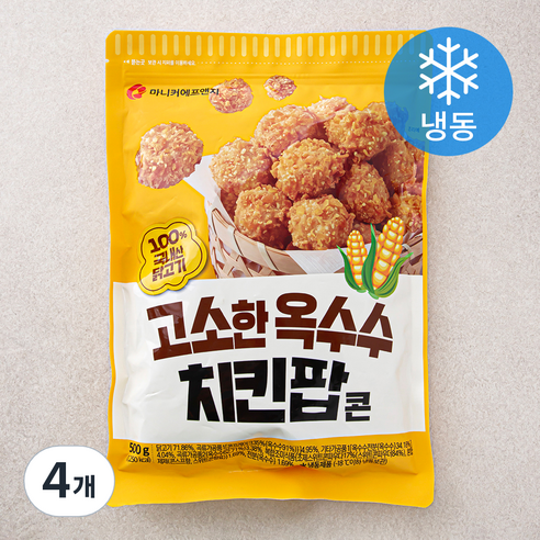 마니커에프앤지 고소한 옥수수 치킨팝콘 (냉동), 500g, 4개