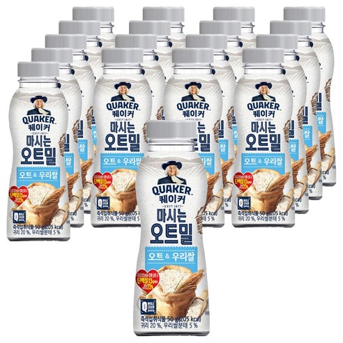 퀘이커 마시는 오트밀 오트&우리쌀, 50g, 18개