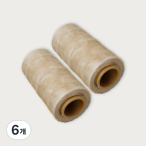 가죽공예 왁스실 초사용 1mm x 220m, 라이트베이지, 6개