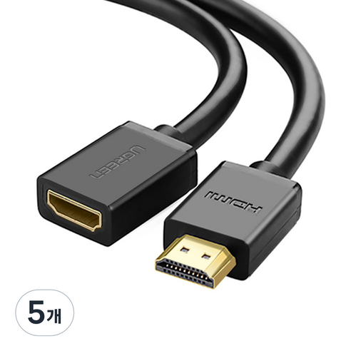 유그린 순동 4K HDMI V2.0 연장케이블, 5개, 1m