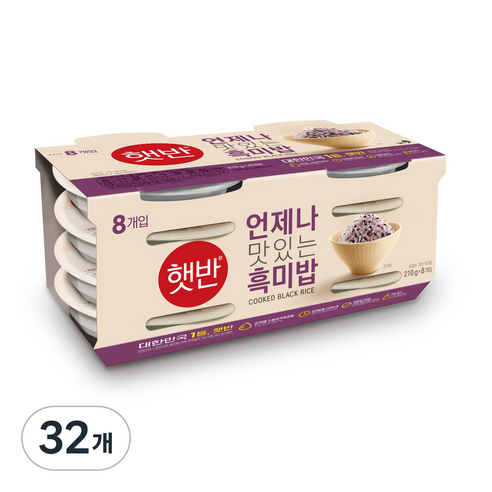 햇반 흑미밥, 210g, 32개