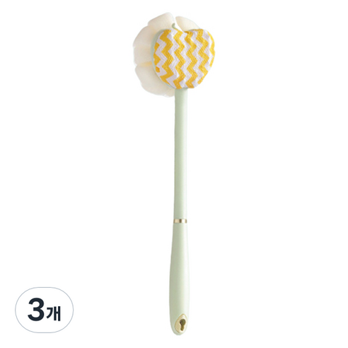 째째마켓 양면 긴손잡이 목욕브러쉬 샤워볼 + 때밀이 HDT-1, 그린, 3개, 1개입