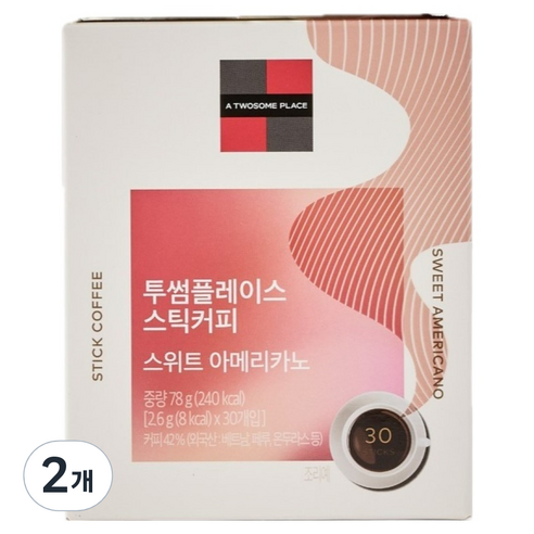 투썸플레이스 스위트 아메리카노 스틱커피, 2.6g, 2개, 30개입