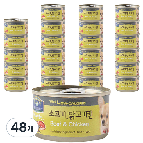 벨버드 자연밥상 소고기닭고기 강아지 간식 캔, 혼합맛(소고기/닭고기), 100g, 48개