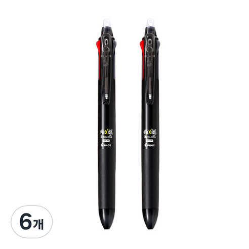 프릭션 슬림 3색 볼펜 0.5mm, 블랙, 6개