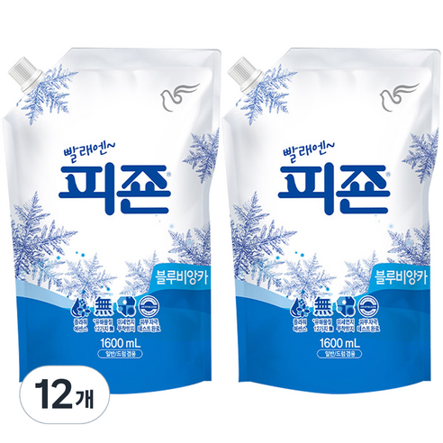 피죤 레귤러 섬유유연제 블루비앙카 리필, 1.6L, 12개