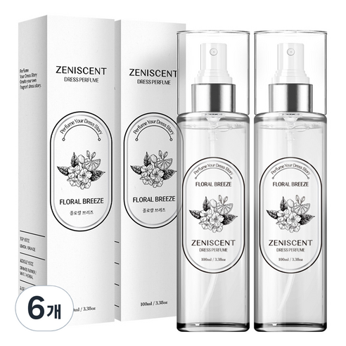 제니센트 드레스퍼퓸 플로랄 브리즈 섬유 탈취제, 100ml, 6개