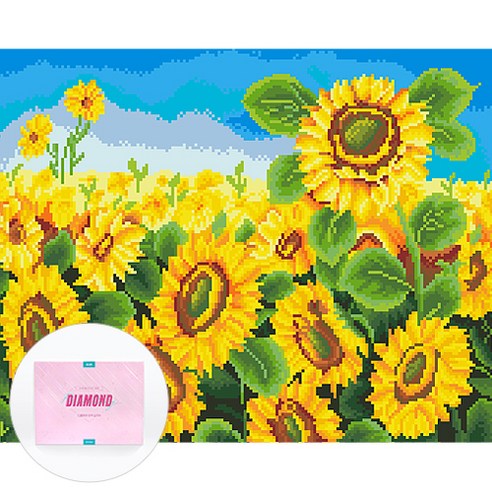 디클레어 액자 캔버스형 보석십자수 DIY 키트 40 x 50 cm, 1세트, 활짝핀 해바라기