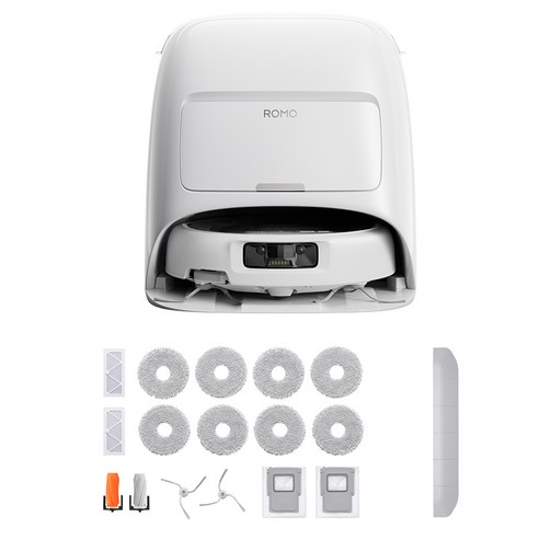 DJI ROMO A 로봇청소기 + 액세서리 키트 + 보조 경사로 세트, 투명 + 화이트(로봇청소기), 단일색상(액세서리 키트 + 보조 경사로), CR8E
