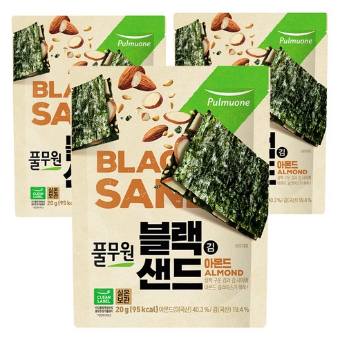 풀무원 블랙 김샌드 아몬드, 20g, 3개
