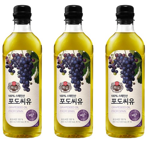 백설 포도씨유, 900ml, 3개