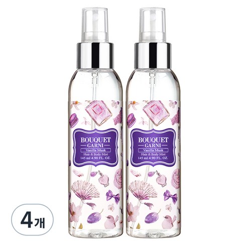 부케가르니 프레그런스드 헤어&바디미스트 바닐라머스크, 145ml, 4개