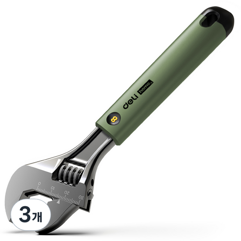 델리 툴즈 홈시리즈 몽키스패너 가정용 Adjustable wrench 그린 HT1508L, 3개