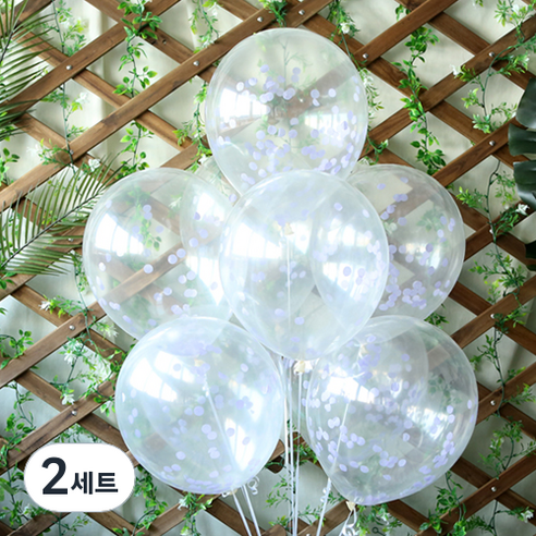 파티해 써클 컨페티풍선 20p + 손펌프 랜덤발송 +컬링리본 + 스펀지닷 세트, 라벤더, 2세트