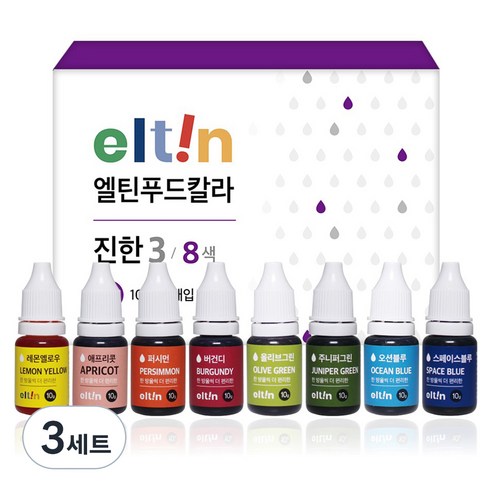 엘틴 푸드칼라 진한3, 80g, 3세트
