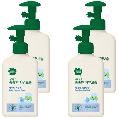 그린핑거 촉촉한 자연보습 베이비 거품 워시, 320ml, 4개
