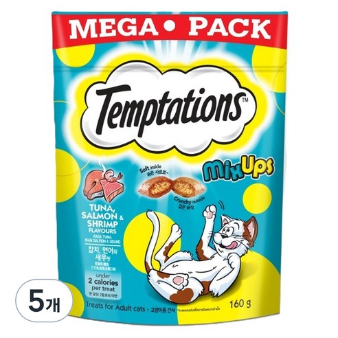 템테이션 고양이 믹스업, 혼합맛(참치/연어/새우), 75g, 5개