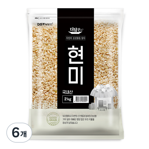 더담은 국산 현미, 2kg, 6개