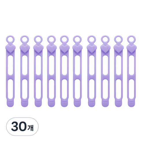마다꾸미 실리콘 케이블타이 콘세트 선 라인 정리, 35 하트 퍼플, 30개