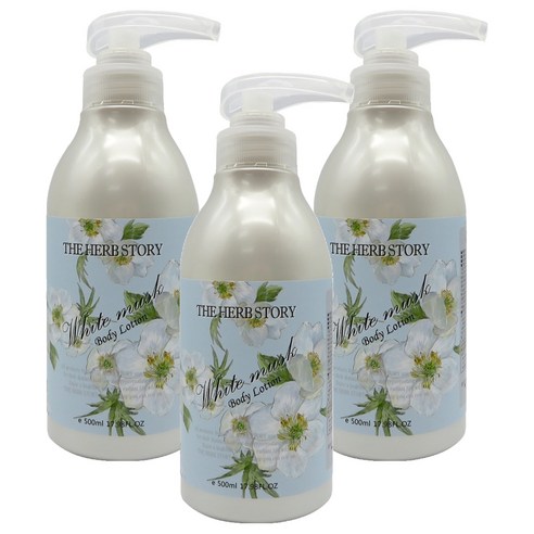 더허브스토리 바디로션 화이트무스크, 3개, 500ml