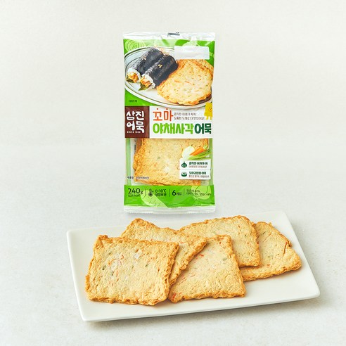 [로켓프레시] 삼진어묵 꼬마 야채사각 어묵 6장, 240g, 1개