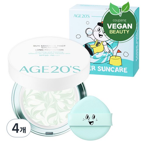 에이지투웨니스 선 에센스 팩트 카밍 롱프로텍션 SPF50+ PA++++, 12.5g, 4개