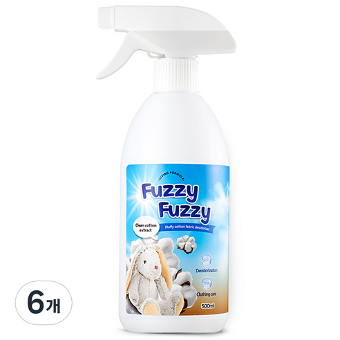 생활공식 뽀송뽀송 코튼 섬유탈취제, 6개, 500ml