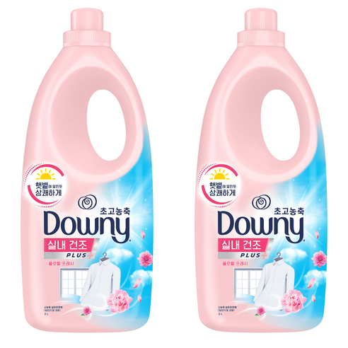다우니 엑스퍼트 실내건조 초고농축 섬유유연제 플로럴 프레시 본품, 2L, 2개