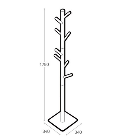 트리스토어 사각 원목 스탠드 옷걸이, 브라운