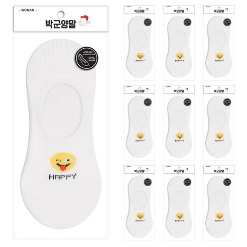 박군 여성용 옐로우페이스 덧신 양말 10족