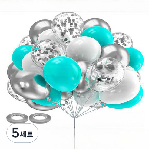 만들하비 컨페티 풍선 세트, 실버, 5세트