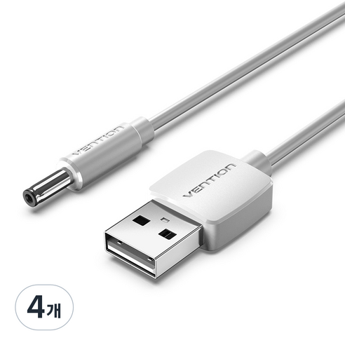 벤션 USB A-DC 3.5mm 충전케이블 CEX, 1.5m, 화이트, 4개