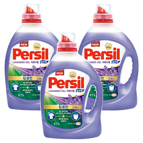 퍼실 플러스 라벤더젤 딥클린 액상세제 본품, 2.7L, 3개