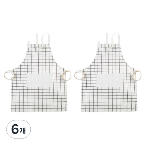 젊은이마켓 모던 체크 앞치마, 화이트, 6개