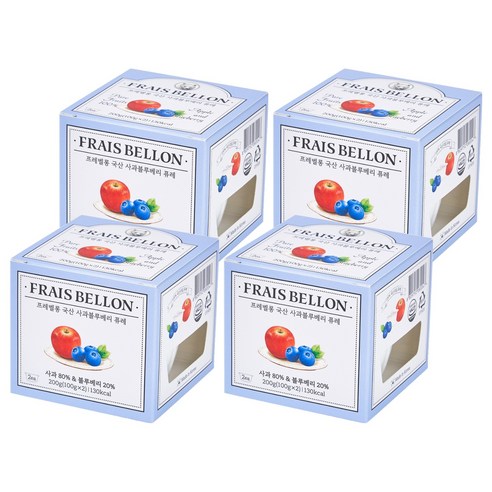 프레벨롱 국산 과일퓨레, 사과블루베리, 200g, 4개