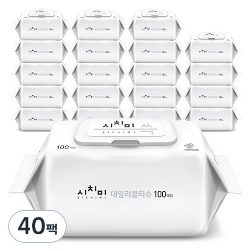 시치미 쓱 데일리 물티슈 캡형, 50g, 100매, 40개