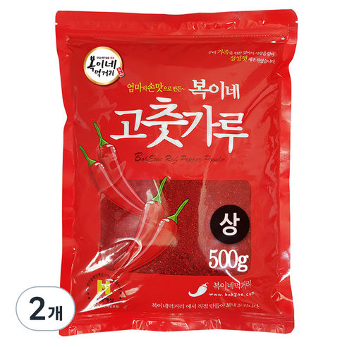 복이네먹거리 중국산고춧가루 보통 매운맛 김치용 상, 500g, 2개