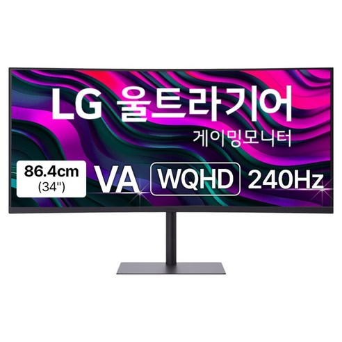 LG전자 WQHD 울트라기어 게이밍 커브드 모니터 방문설치, 86.4cm, 34G630A
