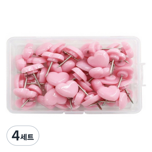 문구담 귀여운 하트모양 압정 50p 세트 핑크, 4세트