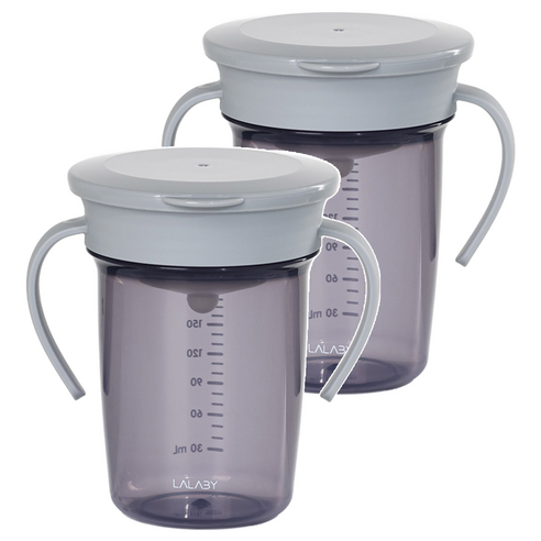 랄라비 360 흘림방지컵 240ml, 2개, 그레이