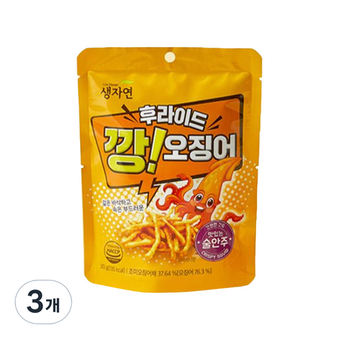생자연 후라이드 깡 오징어, 30g, 3개
