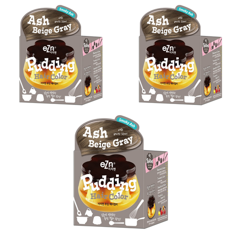 eZn 푸딩 헤어컬러 염모제 70ml, 애쉬베이지그레이, 3개