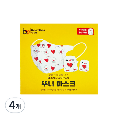 뷰라뷰 뚜니 마스크 1~3세 어린이용, 50개입, 4개, 혼합색상