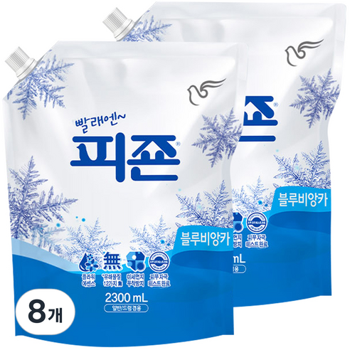 피죤 레귤러 섬유유연제 블루비앙카 리필, 2.3L, 8개