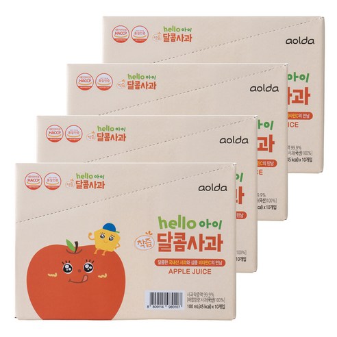 아올다 헬로아이 착즙 달콤사과, 사과맛, 100ml