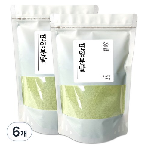 헬로우그린 국내산 연잎 분말 팩, 300g, 6개